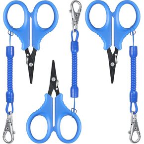 3 Pieces Fishing Scissors Fishing Tool Kit Portable Braided Line Cutter Stainless Steel with Titanium Coating Fishing with Hook and Retractable Coil Lanyards Fishing Accessories for Fishing Trimming