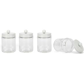 Nat & Jules Multipurpose 4 inch Lidded Glass Jar Container Set of 4 - Perfect Household Essential for Storage & Organization for the Kitchen, Bathroom Canisters, Laundry, Office & More, Gold Tone