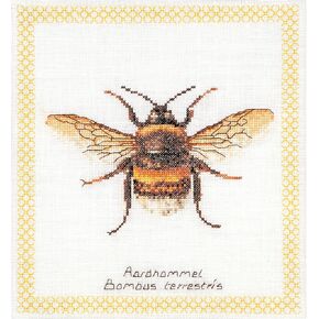Thea Gouverneur - Counted Cross Stitch Kit - Bumble Bee - Aida Black - 18 Count - for Adults - 3018.05