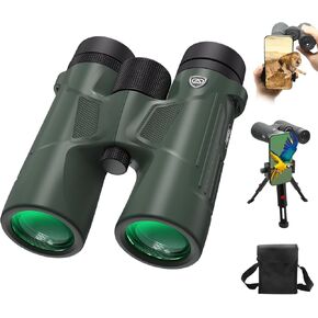 10x42 HD Binoculars for Adults High Powered with Phone Adapter, Tripod and Tripod Adapter, IPX7 Waterproof Binoculars with Clear Low Light Vision, Binoculars for Bird Watching Cruise Ship Travel