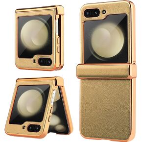 LONTECT for Galaxy Z Flip 5 5G Case Shockproof Slim Thin Full Body Protective Rugged Hard PC Cover Case for Samsung Galaxy Z Flip 5 2023,Gold