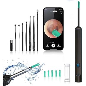 أداة إزالة شمع الأذن، منظف الأذن مع الكاميرا والضوء، مجموعة إزالة شمع الأذن البصرية الذكية، ملعقة أذن سيليكون مقاومة للماء لسهولة تنظيف شمع الأذن (NE7) (NE7) in Kuwait