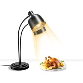 2-Head Food Heat Lamp Warmer, Commerical Portable Electric Food Warmer Heating Light for Restaurant Kitchen Buffet, Catering Food Warming Lamp w/Dual 250W Bulbs (Black, Dual Bulbs)