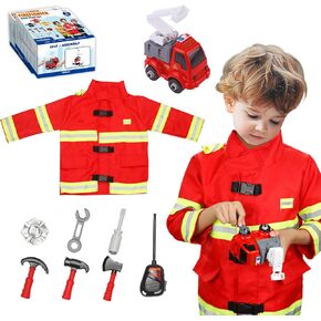 Lesheng space Construction Worker Costume for Boys and Toddler Builder Career Outfit Pretend Role Play Dress Up for Kids,Ages 3 4 5 6 7