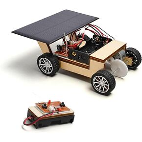 Pica Toys Solar-Powered Car V1, Wooden STEM Kit with Wireless Remote Control for Boys and Girls, Hybrid Powered by Solar Power and Batteries, Educational Motor Toy Gift for Kids Aged 8-12 in Kuwait