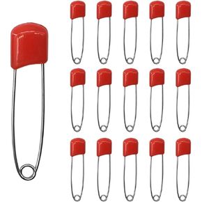 Ruidee 50 Pcs Diaper Pins Nappy Pins Plastic Head Safety Pins with Safe Locking (Black)