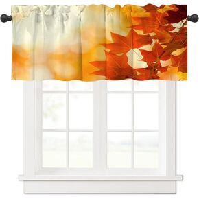Mrcrypos Fall Valance Blackout Farmhouse Valance Light Orange Maple Leaves Abstract Tree Autumn Leaf Curtain Valances for Living Room Bedroom Kitchen 1 Panel 52x18 Inch