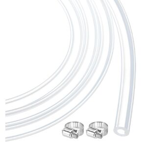 MECCANIXITY 3.3ft Silicone Rubber Tubing 1/4" OD Plastic Tube Flexible Air Hose for Brewing, Wine Making, Pump Siphon, 4mm x 6.4mm, with 2pcs Clamps, Black