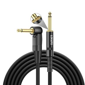 LEKATO Guitar Cable with Mute Button, Instrument Cable10 ft Guitar Audio Cable for Electric Guitar, Bass, Professional Electric AMP Cord with Dual Mute Plug Ends, 1/4" Right Angle to Straight Plug