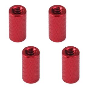 4 Pcs M6 0.79" × 0.39" (20mm*10mm) Round Aluminum Red Knurled Standoff Column Spacer Female-Female Knurled Column