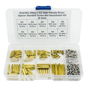 240pcs M2.5 Hex Male-Female Brass Spacer Standoff Screw Nut Assortment Kit