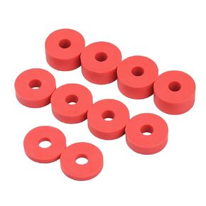 10mm (M10) SUPER SOFT Rubber Spacers/Standoff Washers (32mm diameter) Shore A 38 (10 Pack) 4 x 15mm, 4 x 10mm, 2 x 5mmm – Red