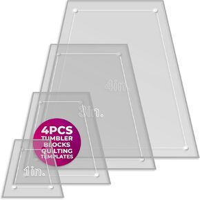 Diamond Quilting Acrylic Templates 4", 3", 2", 1" 45 Degree 1/4" Seam Allowance, 1/8" Acrylic