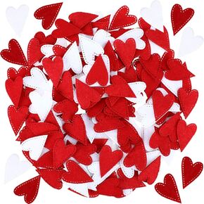 300 Pieces Valentine's Day Heart Felt Stickers Stitched Felt Heart Shape Stickers Felt Heart Decorations for Valentine's Day Weeding Party DIY Crafts (Red)