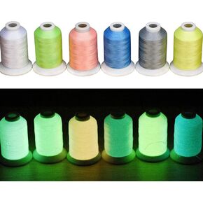 Simthread [Long Glow Duration] Embroidery Machine Thread Glow in The Dark Thread 15 Colors 550 Yards, 100% Polyester Embroidery Threads for Music Festivals, Parties, Raves, and More