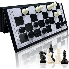 KIDAMI Magnetic Travel Chess Set 12 Inches Folding Chess Board with 2 Portable Bags for Pieces Storage, Gift for Kids Adults Chess Lovers and Learners
