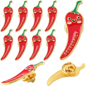 10 Pcs Pepper Chilli Brooch Pin Mental Health Gifts Capsicum Lapel Pin Chili Badge Pin Alloy Brooches Dietitian Gifts Chili Pepper Party Favor for Chili Festival School Office
