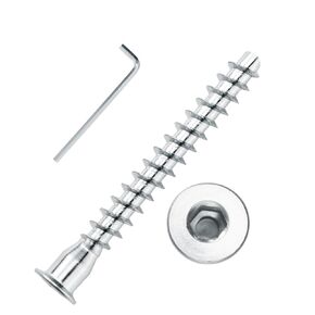 Confirmat Screws, 50PCs M5 x 40mm, Hex Socket Drive Countersunk Self-Tapping Furniture Connecting Screw Set Carbon Steel Zinc Plated