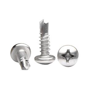 #12 x 3/4" Self Tapping Pan Phillips Head Screws, 410 Stainless Steel, Pack of 100
