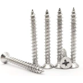 M5x40mm Flat Head Wood Self Tapping Stainless Steel Screw Phillips Head Self Drilling 50pcs