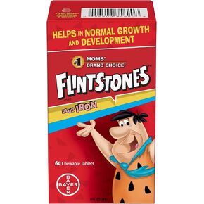 Flintstones Plus Iron Multivitamins, 60 Chewable Tablets