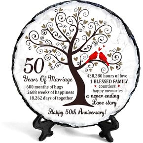 Golden Couple Slate Plate- 50th Wedding Gifts for Parents Couple - 50th Anniversary Unique Gift Ideas - 50th wedding Slate Plate