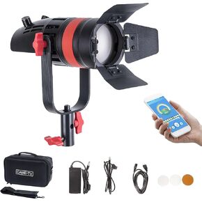Came-TV Boltzen Q-55WMKII COB 55W Fresnel Focusable Led Video Light Kit,Daylight 5600K CRI96+ TLCI97+ APP Control Lighting Effects Adjustable Frequency Removable Barn-Door Carry Bag