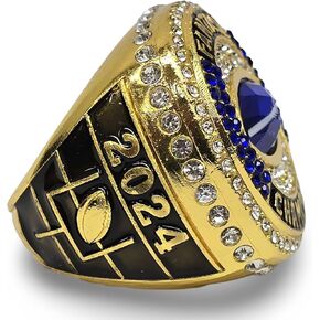 Decade Awards 2024 Fantasy Football Champion Ring - Command Respect with a Bold, Gold or Silver Victory Emblem - A Conqueror's Trophy Adorned with Radiant Stones - Exclusively Tailored for Men, Sizes 9-12