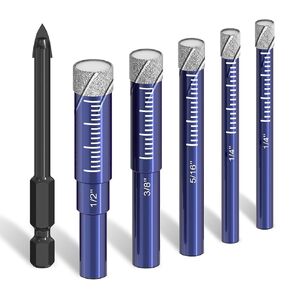 6 PCs Diamond Drill Bits Set for Porcelain, Ceramic, Glass & More - Versatile Tile Drill Bits for Efficient, Precise Drilling