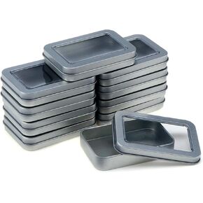 10 قطع من علب الصفيح المعدنية الصغيرة مقاس 3.46 بوصة × 2.36 بوصة × 0.67 بوصة صندوق تخزين مستطيل لصابون عملات الحلوى، مع غطاء (فضي) in Kuwait