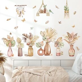 decalmile Boho Flower Wall Decals Garden Floral Butterflies Wildflower Wall Stickers Girls Bedroom Living Room Baby Nursery Wall Decor