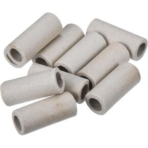 MECCANIXITY 10pcs Ceramic Tube Insulated Electronic Wire Bundle Protection Heat Insulation Tube 0.3x0.47x1.2"
