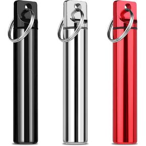 3Pack Airtight Aluminum Metal Storage Tube Pocket Waterproof Case Toothpicks Container Cute Small Pill Box Case Ear Wax Removal Tool Case Needle Holder for Travel and Outdoors