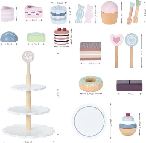 Wooden Tea Party Set, Tea Set for Little Girls 1-3 Toddler Tea Sets for Girls 2-4 with Wooden Toys Food Pretend Play Tea Party Wooden Kitchen Toys Playset Christmas Birthday Gift in Kuwait