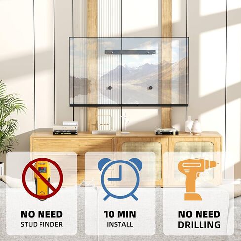 KAMIWI Stud Free TV Stand for 32-75 Inch TV, Drill Free Stud Free TV Drywall Mounting, Max Vesa 600x400mm, Max Load Capacity 150 Lbs, Easy to Install in Kuwait