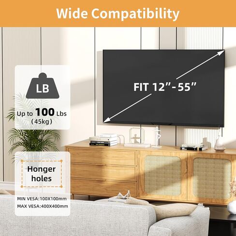 KAMIWI Stud Free TV Stand for 32-75 Inch TV, Drill Free Stud Free TV Drywall Mounting, Max Vesa 600x400mm, Max Load Capacity 150 Lbs, Easy to Install in Kuwait
