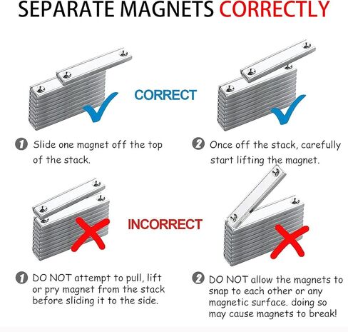 مغناطيس شريط نيوديميوم قوي من الدرجة N52 مع فتحة غاطسة، مغناطيس وعاء مستطيل عالي التحمل مع براغي للتركيب على الحائط، مغناطيس أرضي نادر قوي (6 عبوات) in Kuwait