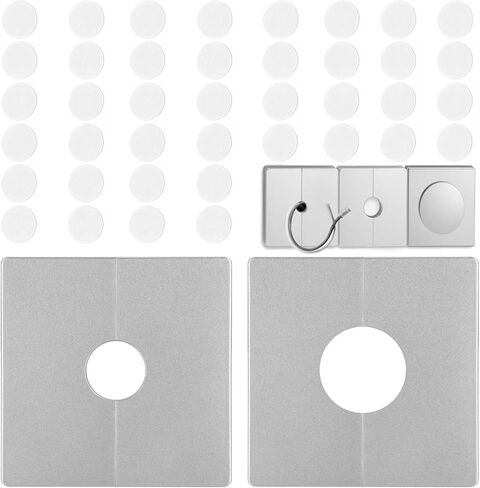 غطاء فتحة سلك الحائط باللون الفضي المحجوز لوحة ثقب الحفر ديكور خزانة مكتب مكتب فتحة غطاء أنبوب الغبار سدادة الأجهزة البيضاء ذاتية اللصق ملصقات ثقب المسمار مجموعة 110 قطعة in Kuwait