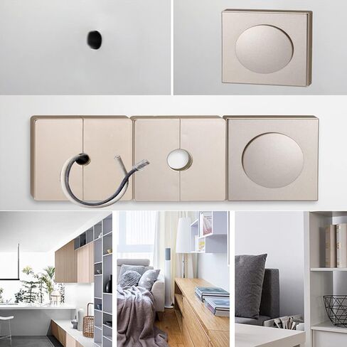 غطاء فتحة سلك الحائط باللون الفضي المحجوز لوحة ثقب الحفر ديكور خزانة مكتب مكتب فتحة غطاء أنبوب الغبار سدادة الأجهزة البيضاء ذاتية اللصق ملصقات ثقب المسمار مجموعة 110 قطعة in Kuwait