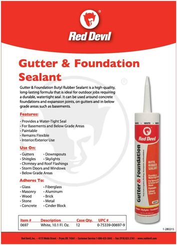Red Devil 0697AG Gutter & Foundation Sealant, 10.1 oz., Gray, (Pack of 12) in Kuwait