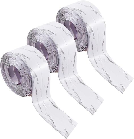 3 Rolls Sealing Caulk Tape Self Adhesive, Waterproof Caulking Tapes Sealant Strip for Bathroom Toilet Kitchen Countertop White Marble in Saudi Arabia