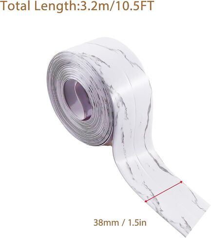 3 Rolls Sealing Caulk Tape Self Adhesive, Waterproof Caulking Tapes Sealant Strip for Bathroom Toilet Kitchen Countertop White Marble in Saudi Arabia