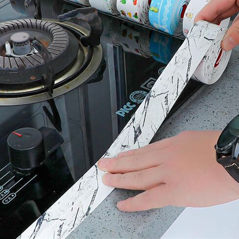 3 Rolls Sealing Caulk Tape Self Adhesive, Waterproof Caulking Tapes Sealant Strip for Bathroom Toilet Kitchen Countertop White Marble in Saudi Arabia