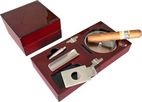 H&H صينية الرماد المدمجة مع القاطع واللكمة - 4.75 بوصة × 4.75 بوصة × 2.8 بوصة (جوز) in Kuwait