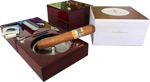 H&H صينية الرماد المدمجة مع القاطع واللكمة - 4.75 بوصة × 4.75 بوصة × 2.8 بوصة (جوز) in Kuwait