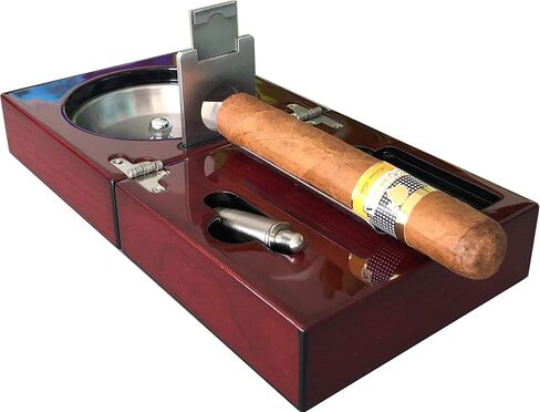 H&H صينية الرماد المدمجة مع القاطع واللكمة - 4.75 بوصة × 4.75 بوصة × 2.8 بوصة (جوز) in Kuwait