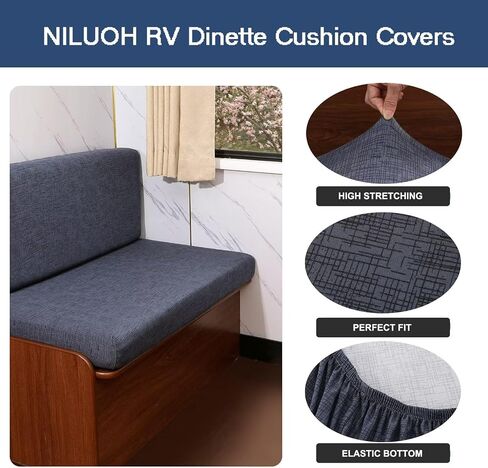 أغطية وسائد NILUOH RV Dinette، أغطية وسائد مطاطية قابلة للتمدد وأغطية بديلة للأريكة وأغطية قابلة للغسل لأريكة مقطورة السفر (غطاءان للمقعد وغطاءان لمسند الظهر، اللون 26) in Kuwait