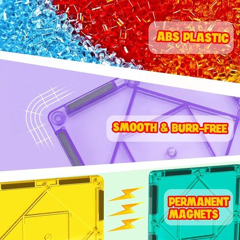 GobiDex Magnetic Tiles for Kids Age 3+, Magnets Building Blocks Toddler Toys Birthday Gifts for Boys & Girls (52PCS) in Kuwait