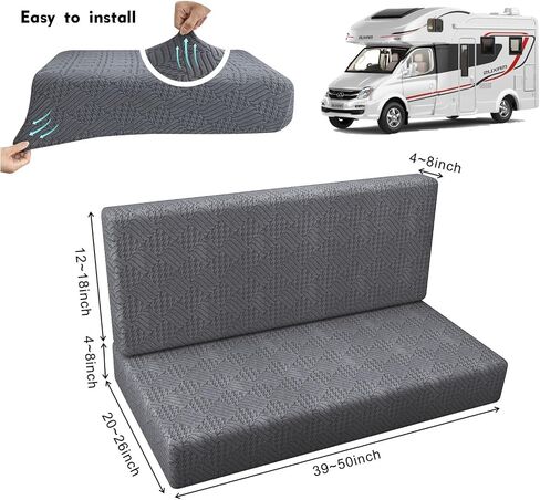 RV Dinette Cushion Covers Camper Cushion Slipcover Stretch 1/2 Set, RV Booth Seat Cover Couch Covers Sofa Seat Cover Stretchable Loveseat Sofa Protector, for Camper Car Bench Cover-Beige||Set of 2 in Saudi Arabia