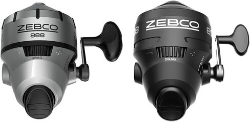بكرة صيد الأسماك Zebco 888 Spincast، مقاس 80 بكرة، قابلة للتغيير لليد اليمنى أو اليسرى، تنبيه مدمج للعض، نسبة تروس 2.6:1، ملفوفة مسبقًا بخط Zebco بوزن 25 رطل، فضي in Kuwait